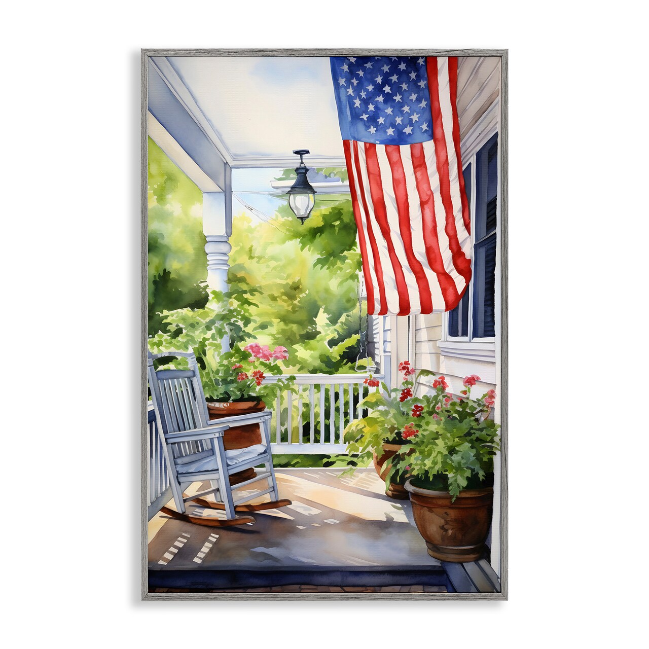 Stupell Industries Patriotic Summer Porch Framed Giclee Design By Petal Prints Design